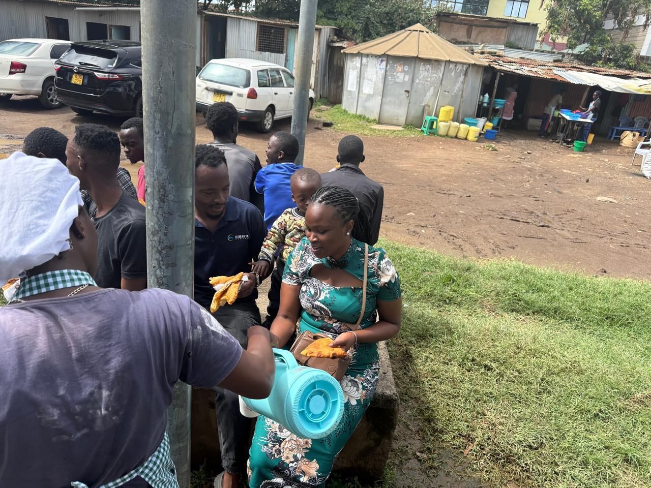 Community members being served